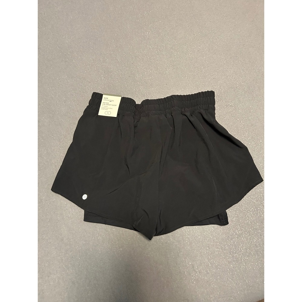 Calia Women Black Mid-Rise 2-in-1 Infinity Shorts Run Collection XS 5 Inseam - Picture 2 of 4
